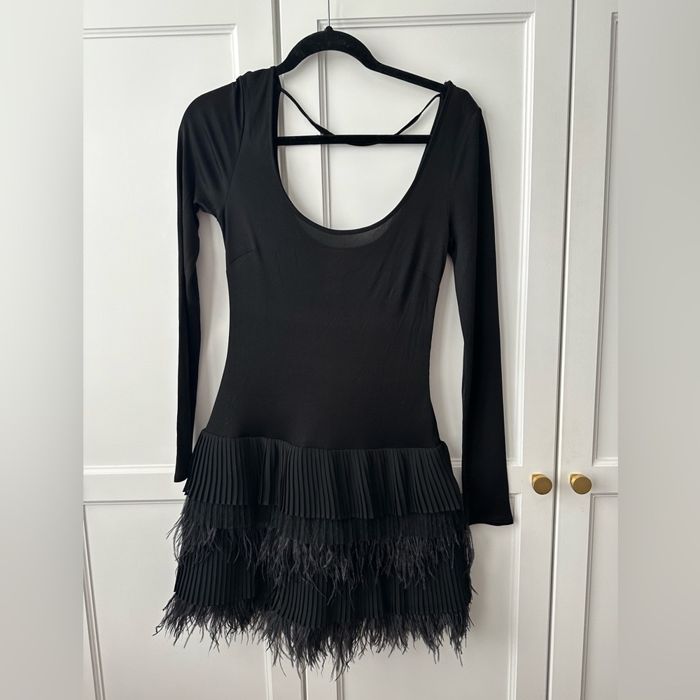 VINTAGE CATHERINE MALADRINO Little Black Dress (w/ feather bottom)